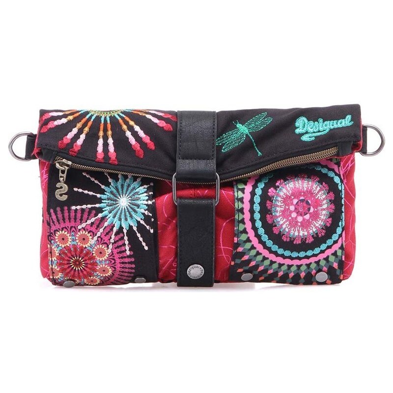 Černá menší crossbody kabelka/psaníčko s barevnými ornamenty Desigual