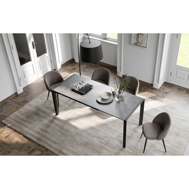 Tmavě šedý keramický rozkládací jídelní stůl Miotto Carolina 122/182 x 76 cm