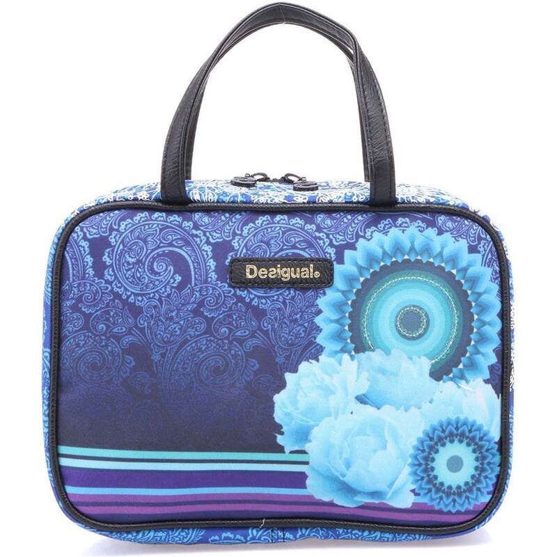 Modrá vzorovaná kosmetická taška Desigual