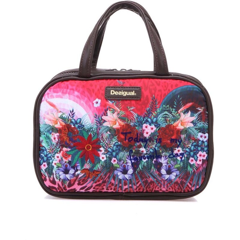 Růžová vzorovaná kosmetická taška Desigual