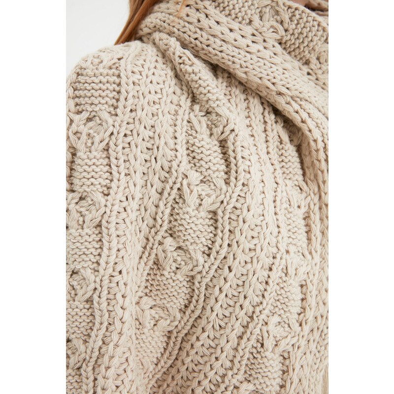 Trendyol Beige Knitted Detailed Knitwear Scarf