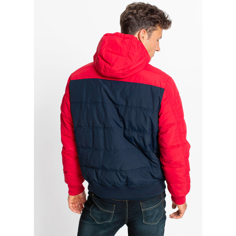 bonprix Prošívaná zimní bunda s kapucí Červená