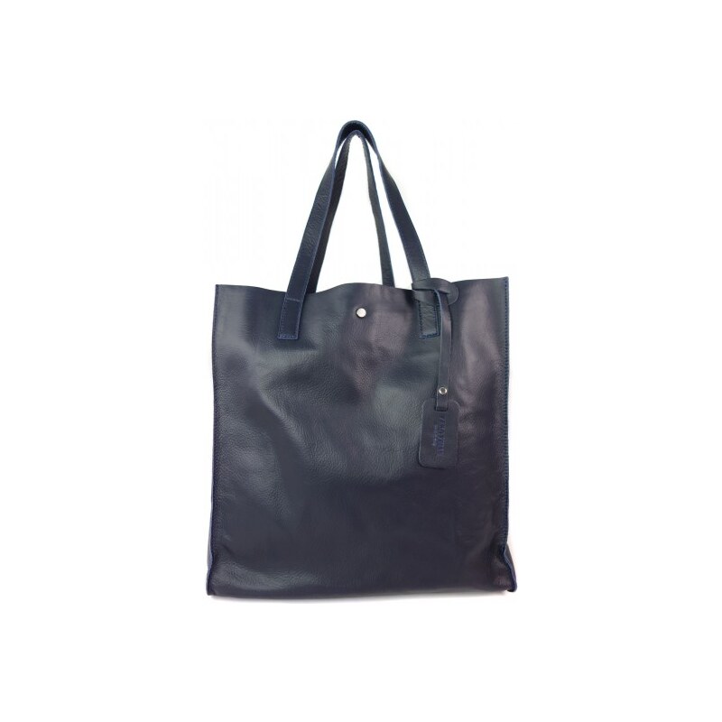 Kožená shopper bag kabelka Vera Pelle 032B tmavě modrá 63469813