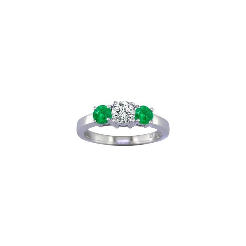 Klenota Smaragdový prsten z bílého zlata s diamanty