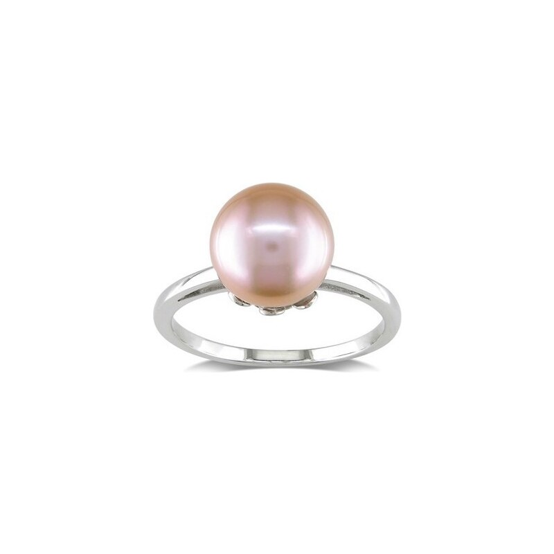 Klenota Prsten z bílého zlata s růžovou perlou