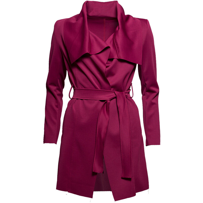 Vínový kabát s neolemovaným límcem - MGlamorous by Glam