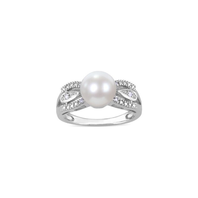 Klenota Stříbrný prsten s perlou a diamanty Miadora