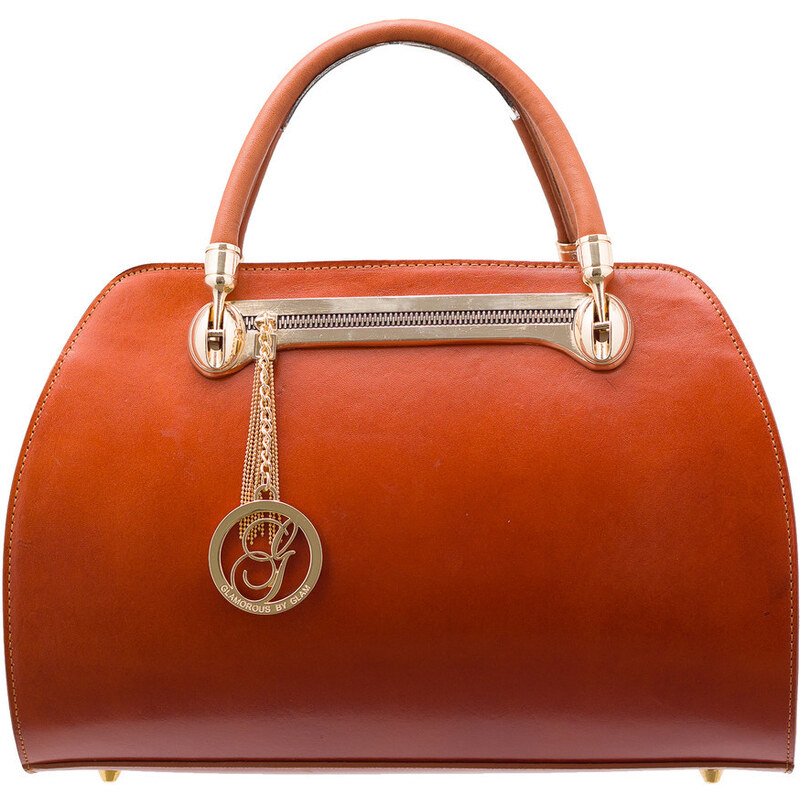 Kožená kabelka matná se zipem - oranžovo hnědáGlamorous by Glam