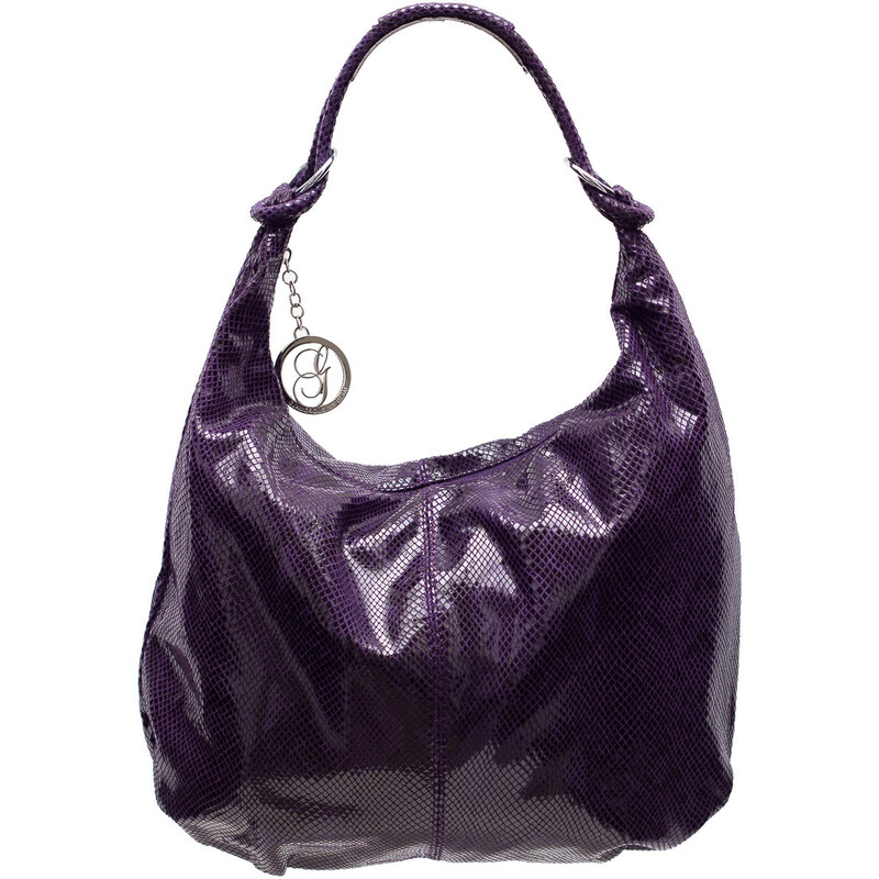 Kožená kabelka přes rameno s hadím vzorem - fialováGlamorous by Glam