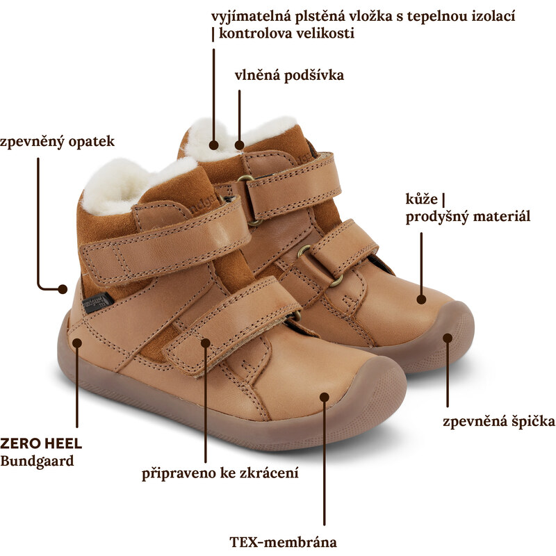 Bundgaard Dětské kožené zimní boty Walk Winter TEX s ovčí vlnou a TEX-membránou - BG303222DG-218
