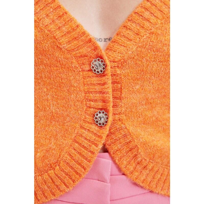 Trendyol Orange Crop Back Detailní pletený svetr