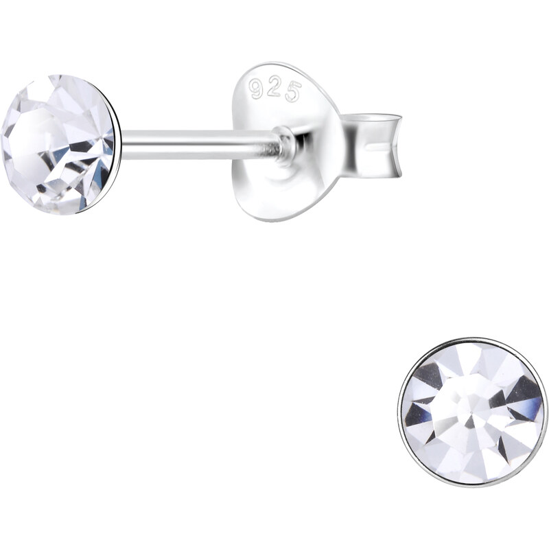 SYLVIENE Stříbrné náušnice s čirým Krystalem 4 mm 63506390