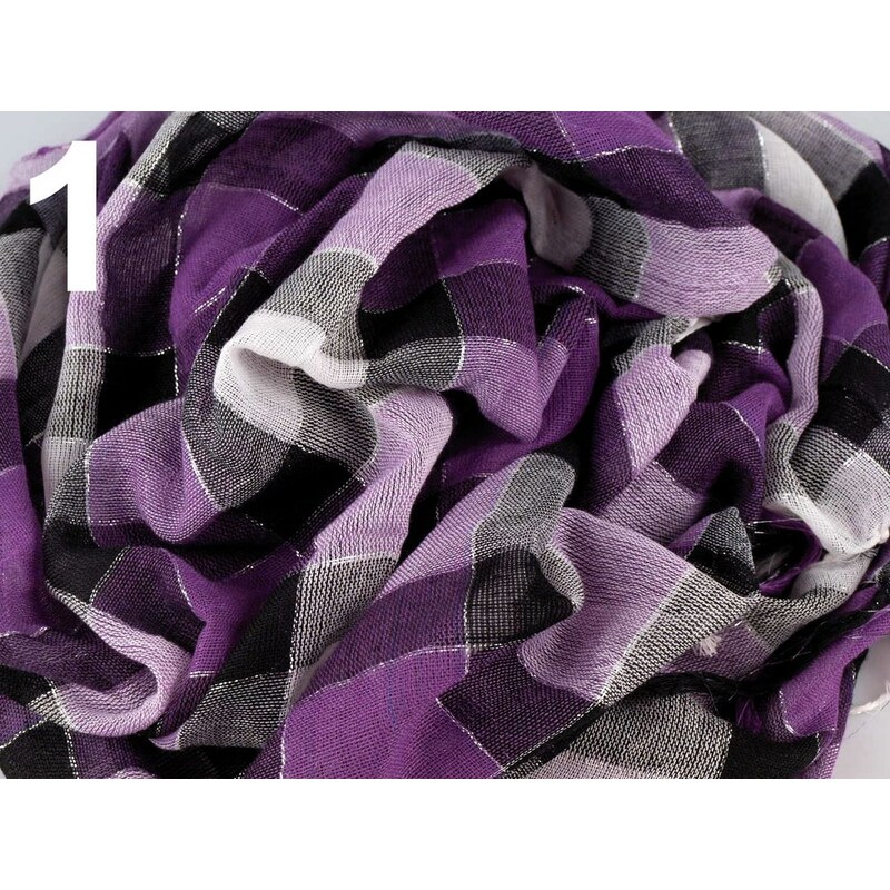 Stoklasa stok_690993 Šátek 100x100cm LUREX káro (1 ks) - 1 violet