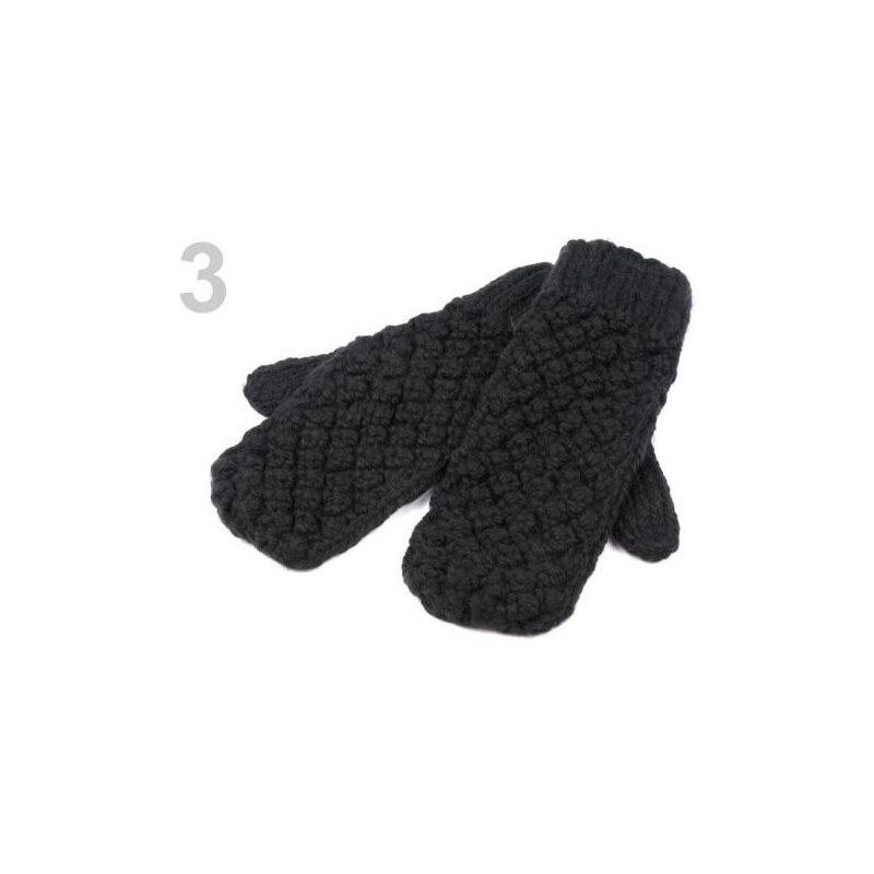 Stoklasa Rukavice dámské 9x25cm palčáky pletené s pucky (1 pár) - 3 černá