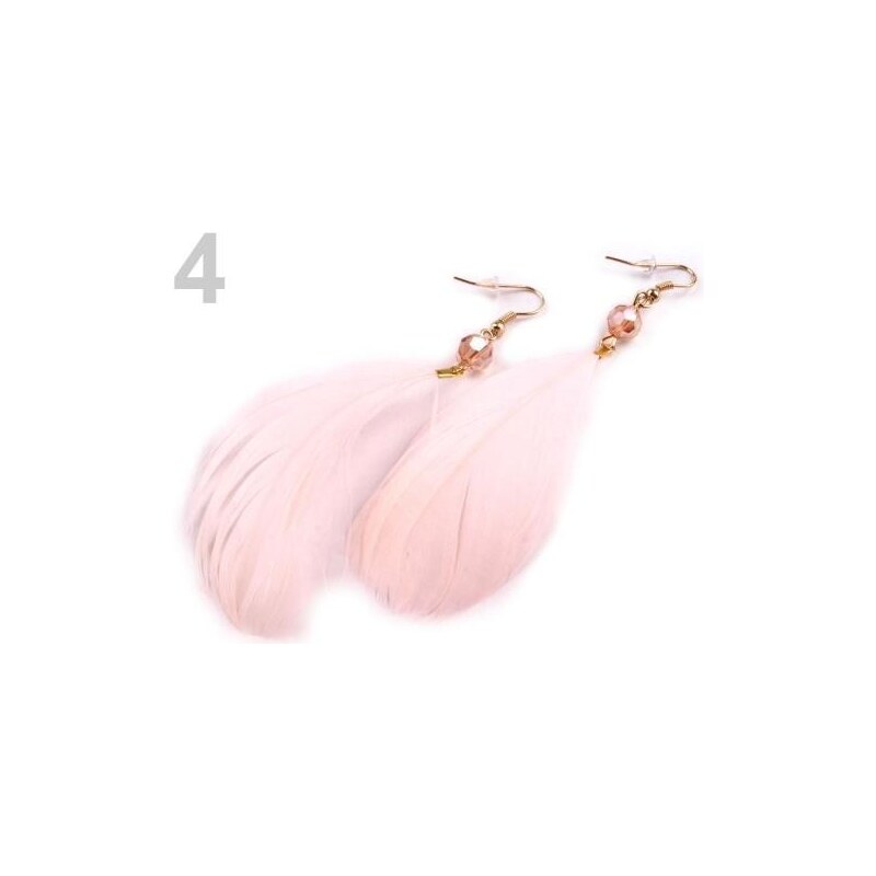 Stoklasa Náušnice peříčkové s perličkou (1 pár) - 4 růžová mlhově