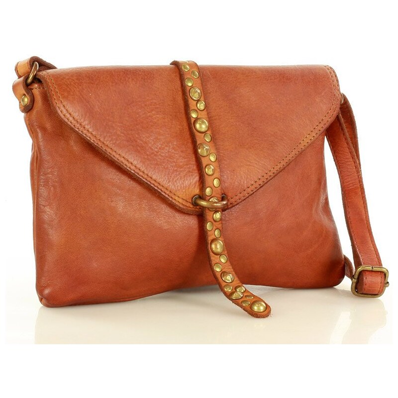 Dámská kožená crossbody kabelka Mazzini M150 camel