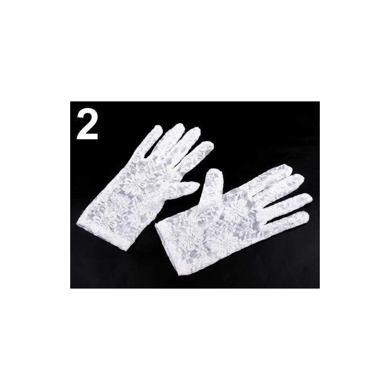 Stoklasa Společenské rukavice délka 21 cm krajkové (1 pár) - 2 bílá