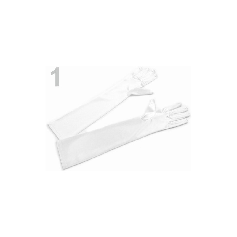 Stoklasa stok_710654 Společenské rukavice délka 45 cm (1 pár) - 1 bílá