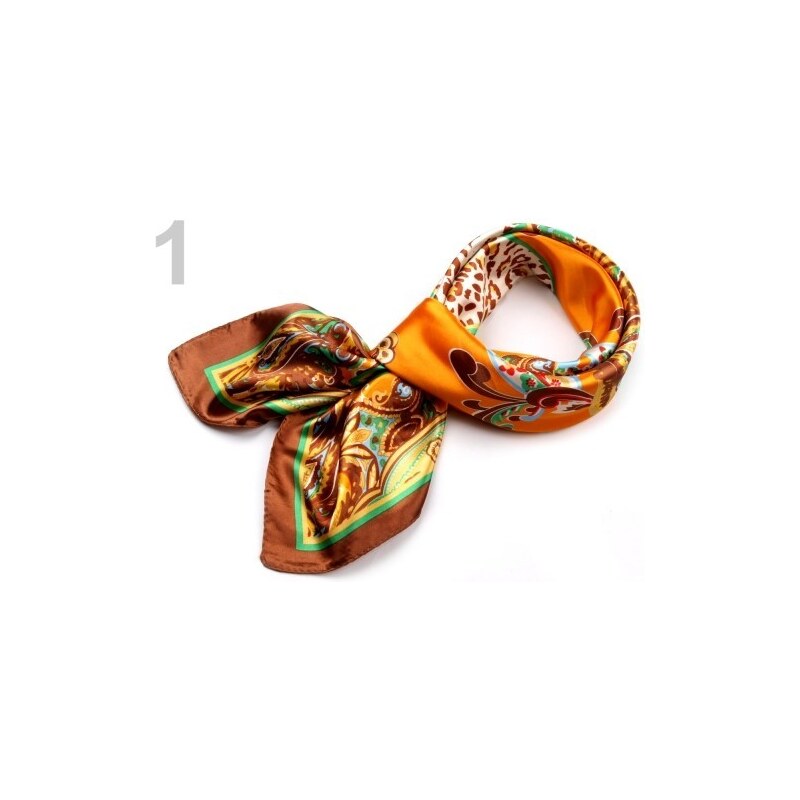 Stoklasa Saténový šátek 90x90 cm s potiskem (1 ks) - 1 oranžová