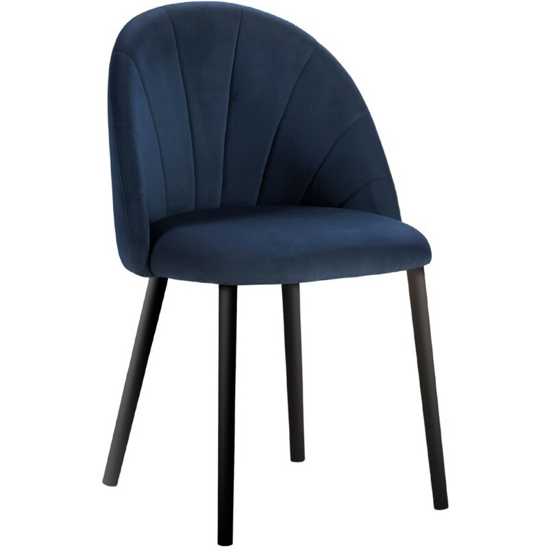 Tmavě modrá sametová jídelní židle MICADONI VENTURA