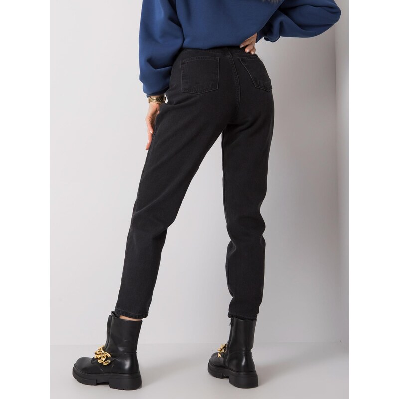 RUE PARIS Černé dámské džíny s vysokým pasem -black Černá