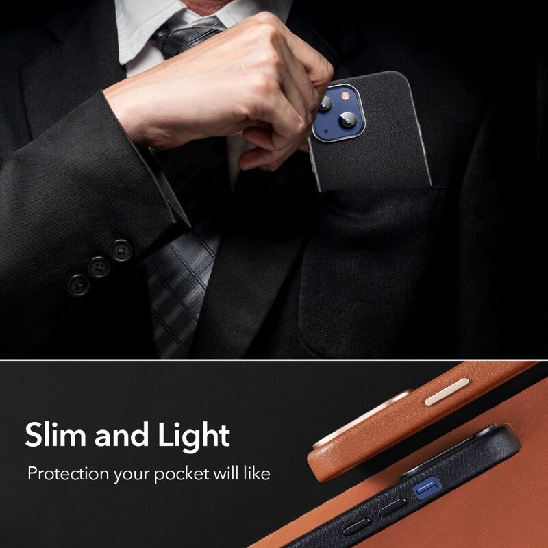 Kožený kryt pro iPhone 13 - ESR, Metro Premium MagSafe Black