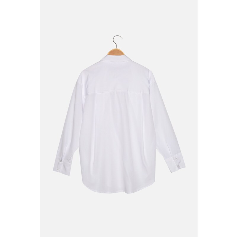 Trendyol White Boyfriend/Wide Fit Woven Shirt