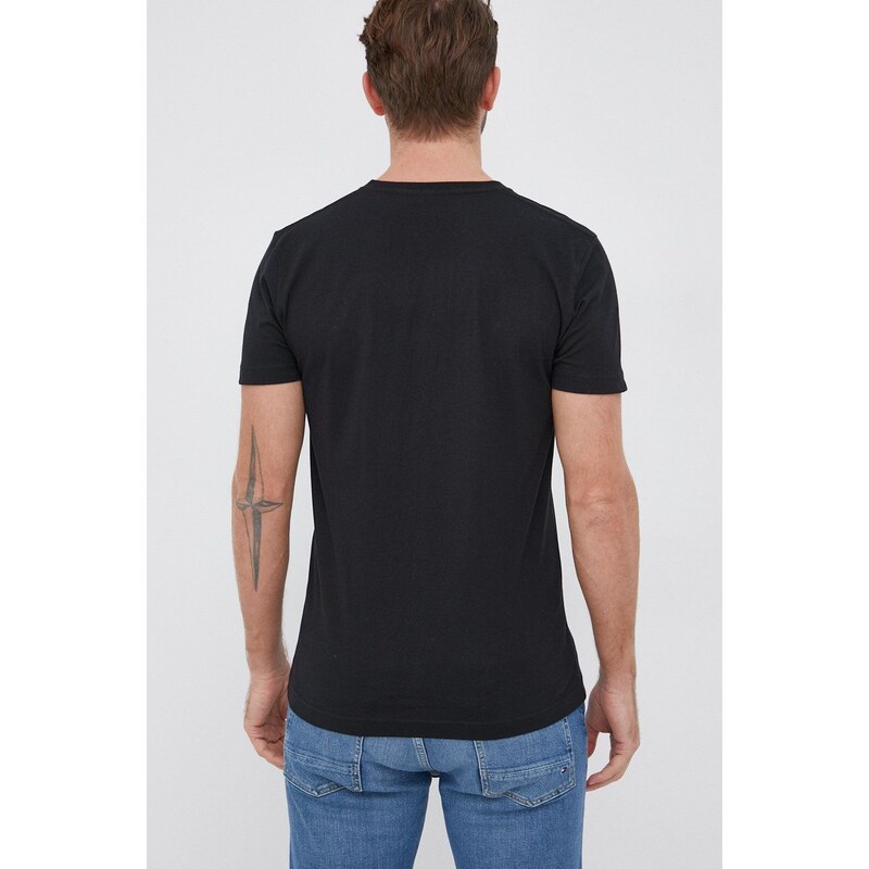Bavlněné tričko Gant černá barva