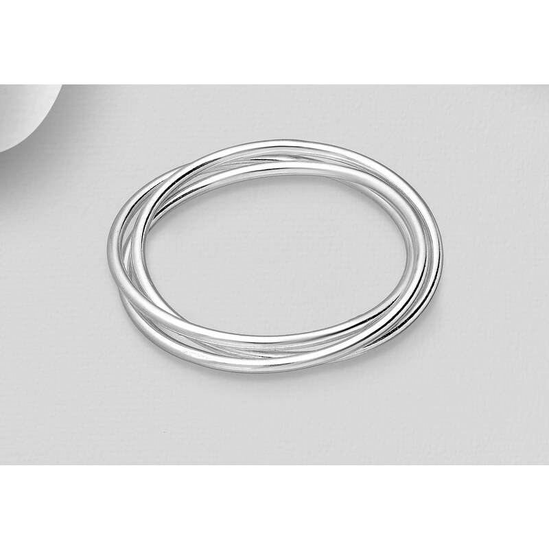 SYLVIENE Stříbrný trojitý propojený prstýnek simple