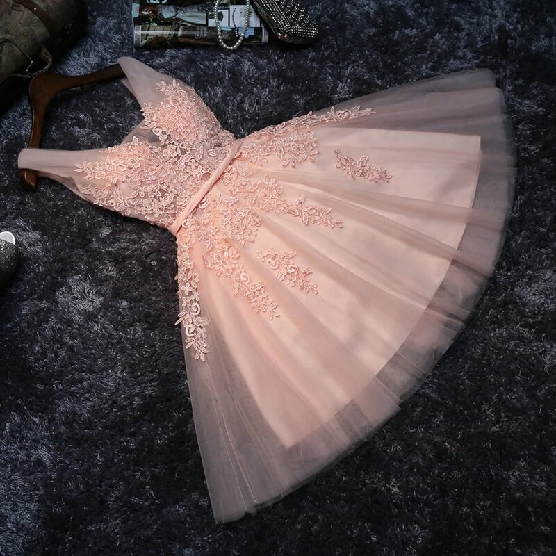 Krátké světle růžové plesové šaty s tylovou sukní Andromeda - GLAMI.cz