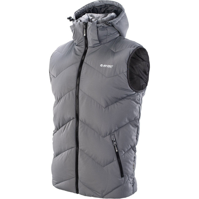 HI-TEC Charmo - pánská prošívaná zimní vesta s kapucí (šedá)