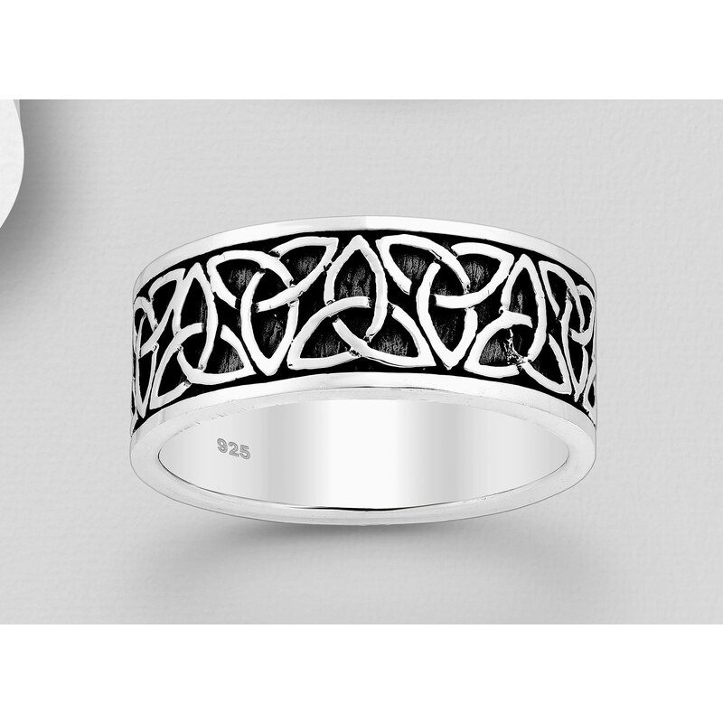 SYLVIENE Stříbrný prsten pro muže Celtic oxidovaný 8 mm