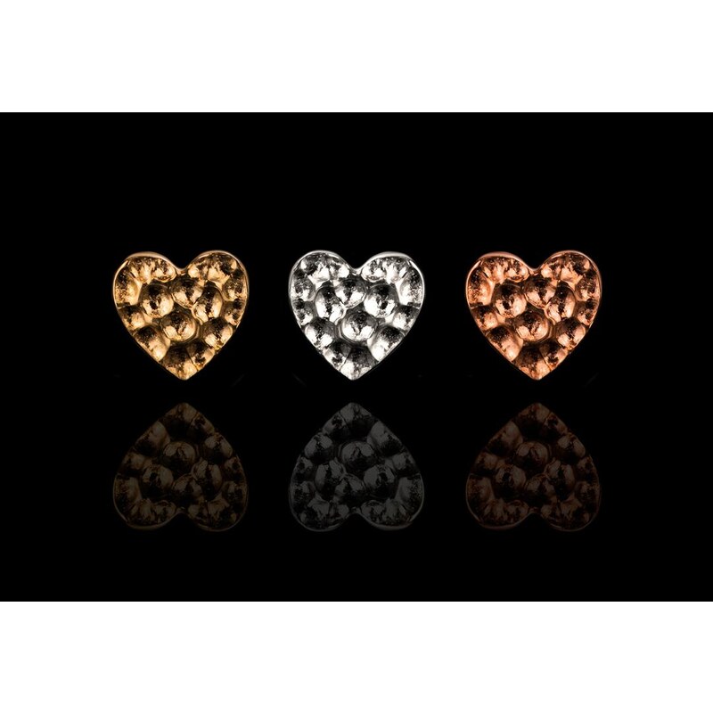 Junipurr jewelry Hammered Heart - 4 mm - 14kt bílé zlato 585
