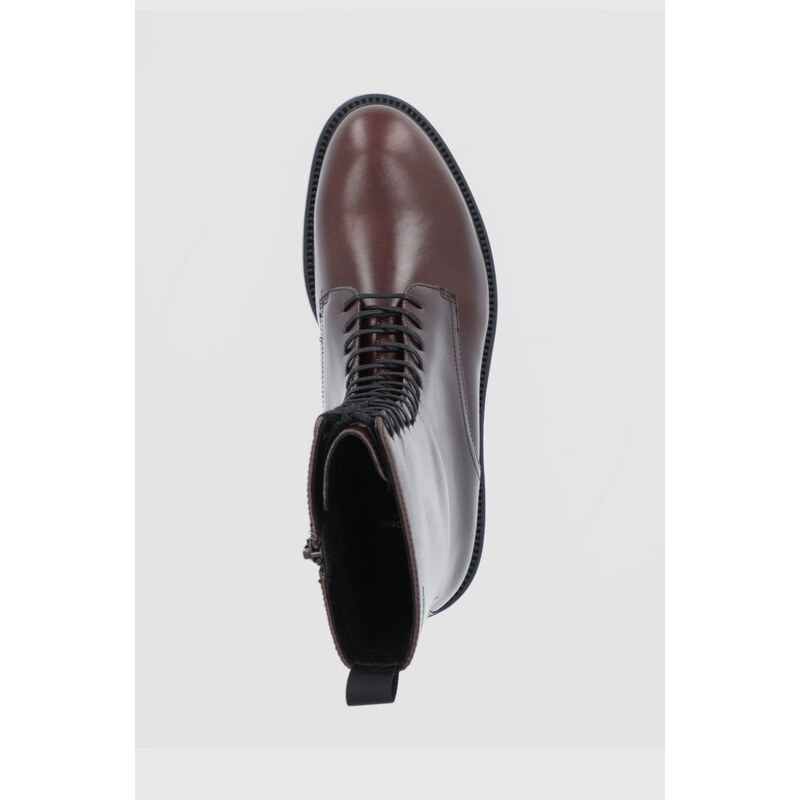 Kožené kotníkové boty Vagabond Shoemakers dámské, hnědá barva, na plochém podpatku