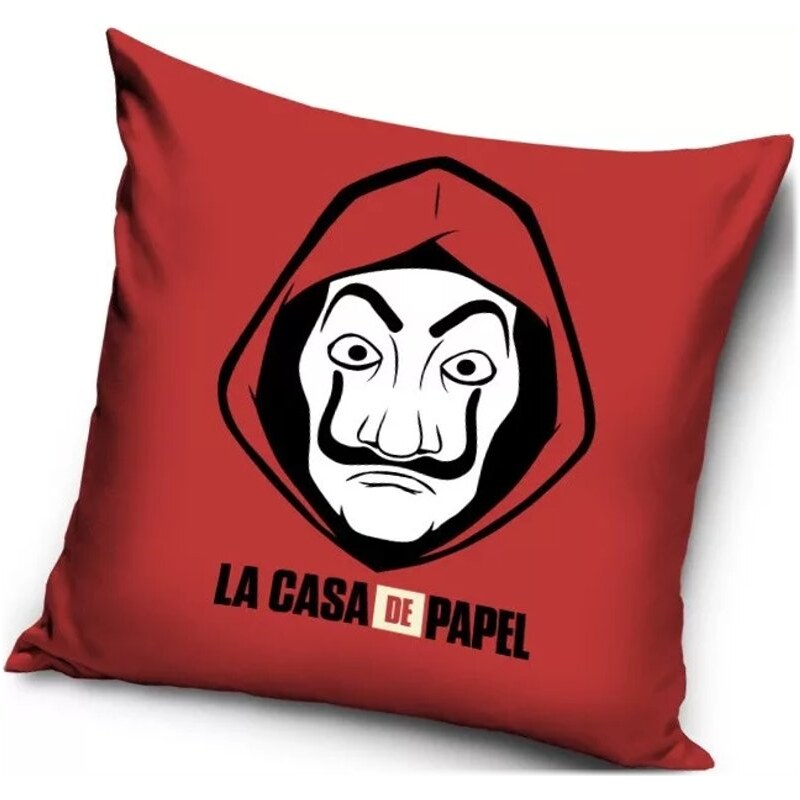 Carbotex Polštář Papírový dům - La casa de papel - Money Heist - červený 40 x 40 cm