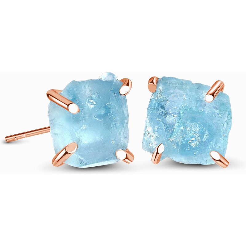 Royal Exklusive Emporial náušnice 14k zlato Vermeil GU-DR1622122E-ROSEGOLD-AQUAMARINE