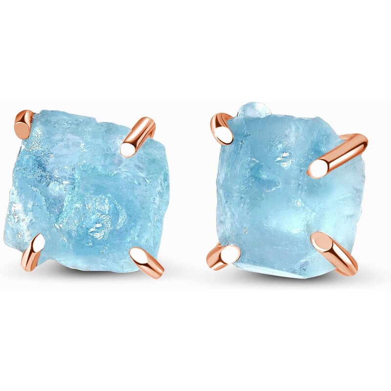 Royal Exklusive Emporial náušnice 14k zlato Vermeil GU-DR1622122E-ROSEGOLD-AQUAMARINE