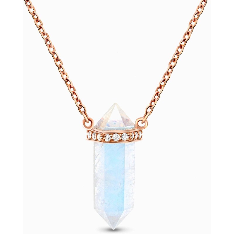 Royal Exklusive Emporial náhrdelník 14k zlato vermeil DR10001N-ROSEGOLD-MOONSTONE-ZIRCON