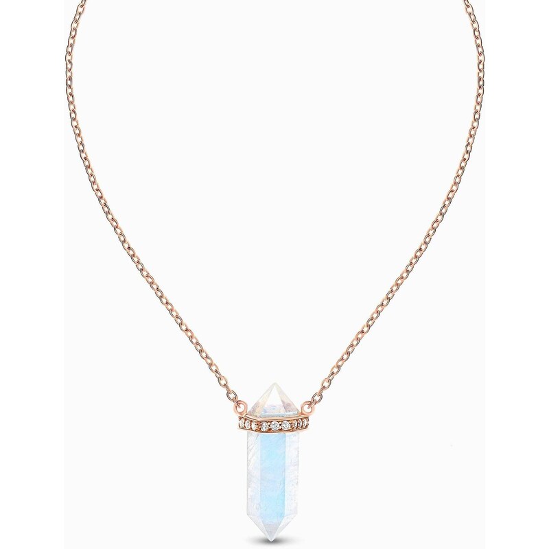 Royal Exklusive Emporial náhrdelník 14k zlato vermeil DR10001N-ROSEGOLD-MOONSTONE-ZIRCON