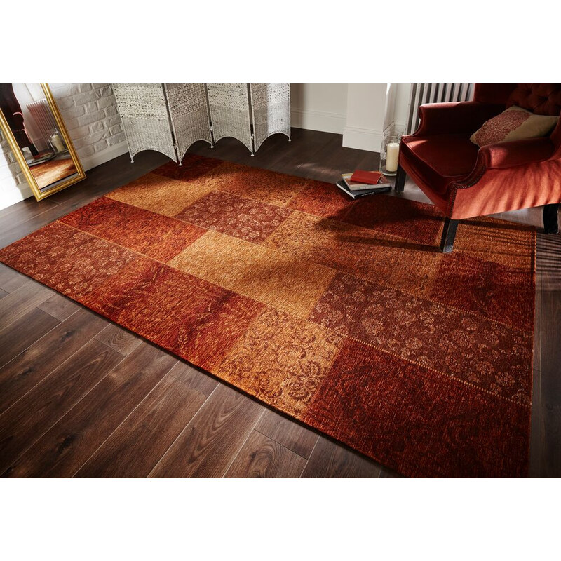 Flair Rugs koberce Kusový koberec Manhattan Patchwork Chenille Terracotta - 120x170 cm