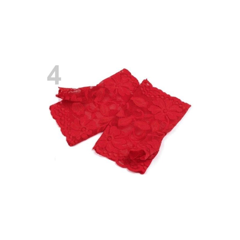 Stoklasa Společenské rukavice délka 14 cm krajkové bez prstů (1 pár) - 4 červená jahoda