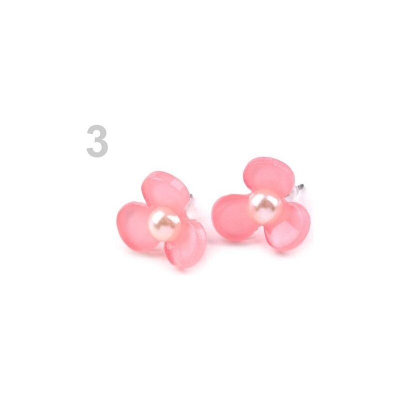 Stoklasa Náušnice květ Ø15 mm (1 pár) - 3 růžová světlá