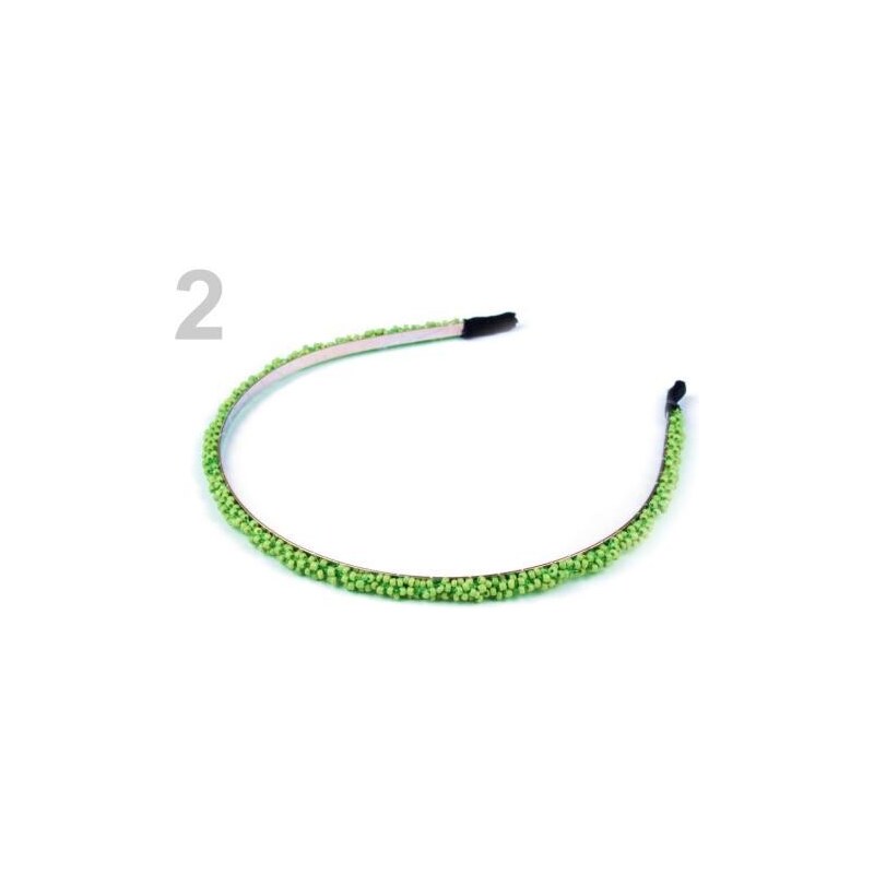 Stoklasa Kovová čelenka 0,5 cm s perličkami (1 ks) - 2 zelená limetková
