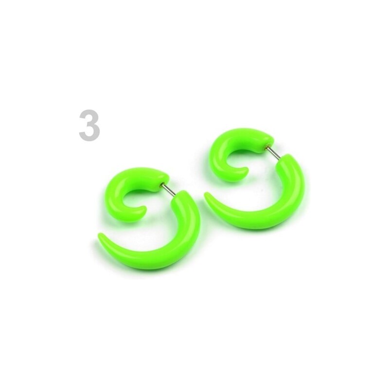 Stoklasa Náušnice falešný roztahovák (1 pár) - 3 zelená neon