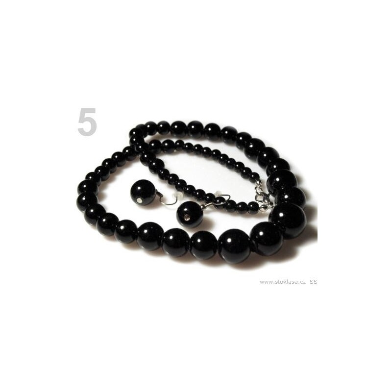 Stoklasa Náhrdelník a náušnice z voskovaných perel (1 sada) - 5 černá