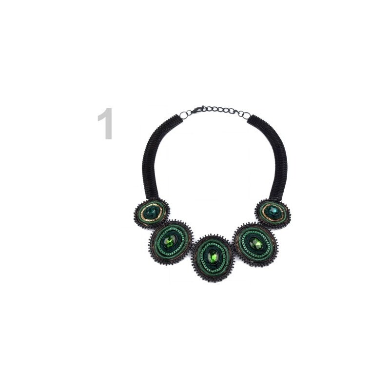 Stoklasa Kovový náhrdelník s kameny (1 ks) - 1 zelená malachitová