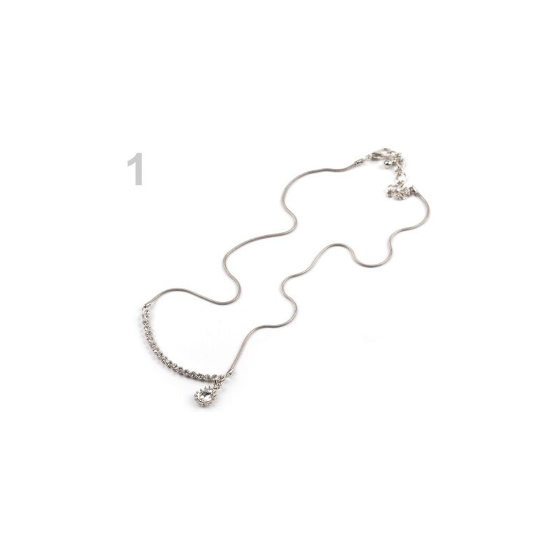 Stoklasa Kovový náhrdelník s kapkou (1 ks) - 1 stříbrná stř.