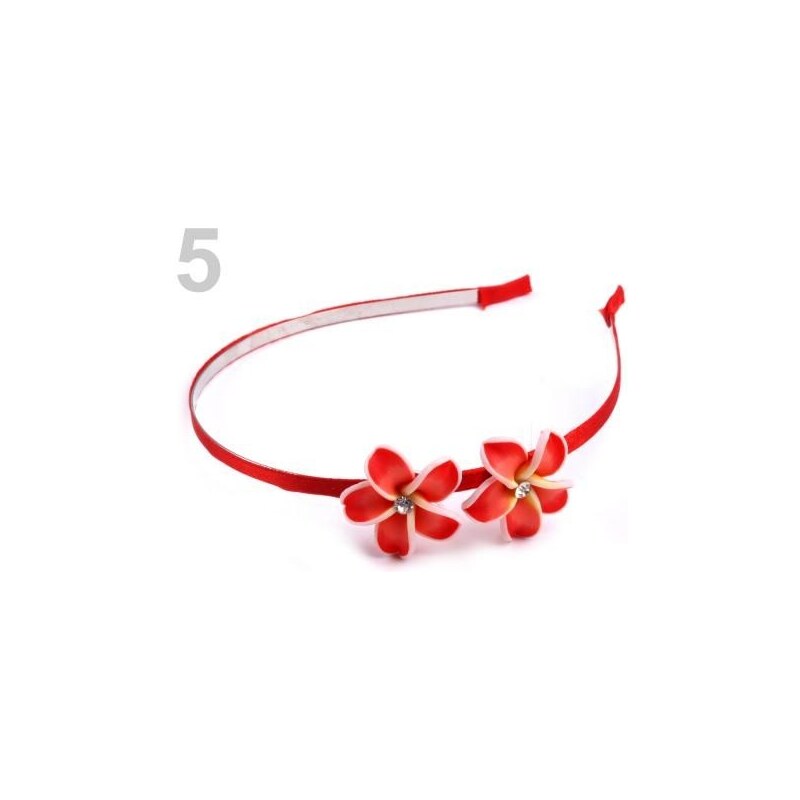 Stoklasa Kovová čelenka s květy Fimo (1 ks) - 5 červená
