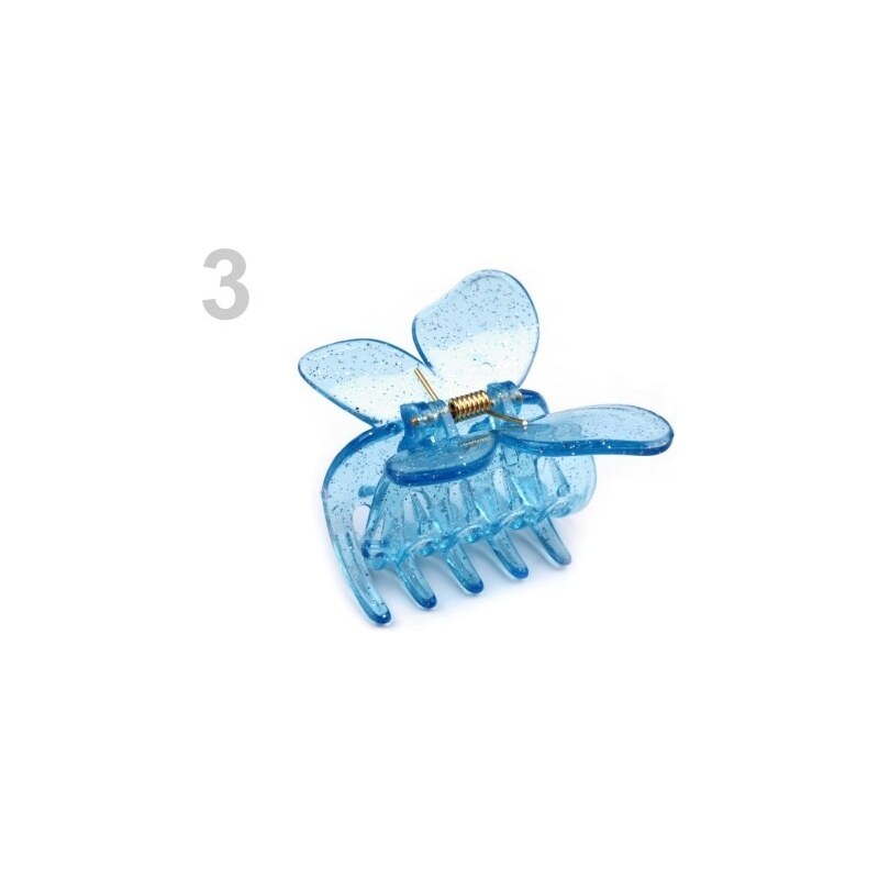 Stoklasa Skřipec do vlasů 3x5 cm motýl (1 ks) - 3 modrá chrpová