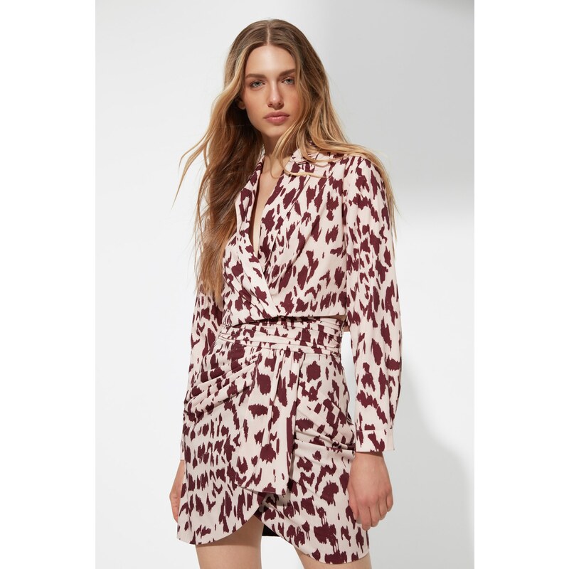Trendyol X Sagaza Studio Multicolored Leopard Print Knit Skirt 107049929